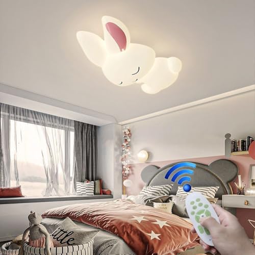 Stesulfr Deckenlampe Cartoon Kinderzimmer Kaninchenform Deckenleuchte Moderne LED Dimmbare Beleuchtung Mit Fernbedienung Babyzimmer Dekoration Acryl Lampenschirm Küche Wohnzimmer Arbeitszimmer Lampe(A von Stesulfr