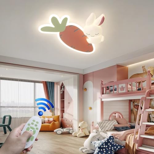 Stesulfr Deckenlampe Cartoon Kinderzimmer Kaninchenform Deckenleuchte Moderne LED Dimmbare Beleuchtung Mit Fernbedienung Babyzimmer Dekoration Acryl Lampenschirm Küche Wohnzimmer Arbeitszimmer Lampe(B von Stesulfr