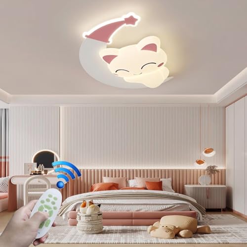 Stesulfr Deckenlampe süße Katzenform dimmbare LED Beleuchtungskörper Babyzimmerlampe PE-Lampenschirm Deckenlicht kreatives Cartoon Design geeignet für Kücheninsel Badezimmer Esszimmer Deckenleuchte(Pi von Stesulfr