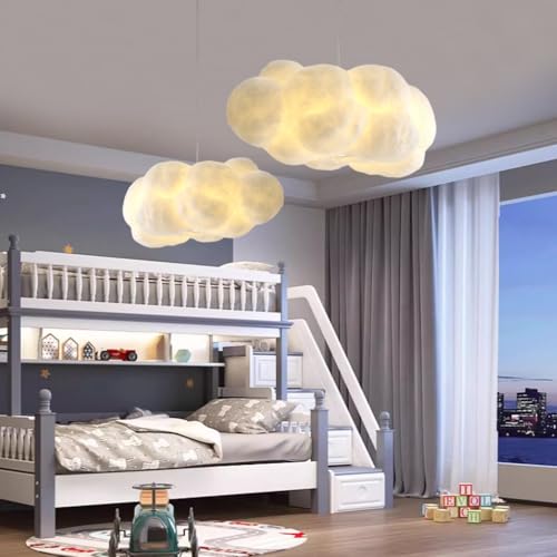 Stesulfr E27 Kronleuchter Wolkenform Hängelampe Restaurant höhenverstellbar Pendelleuchte Kücheninsellampe Baumwolle Cartoonform geeignet für Café Bar Kindergarten Spielplatz Deckenbeleuchtung(70cm) von Stesulfr