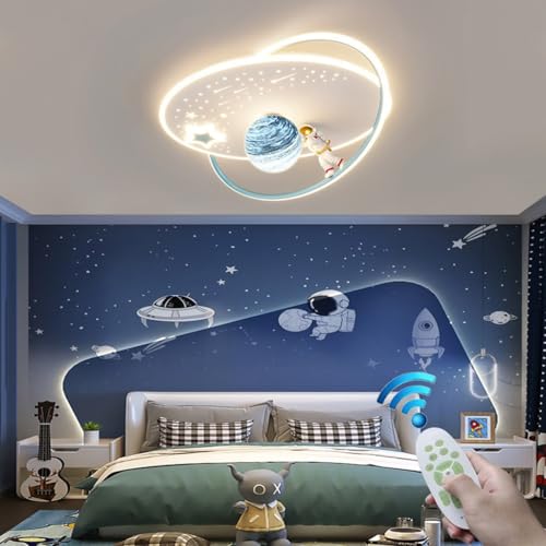 Stesulfr Kinderzimmerlampe LED Modern Deckenlicht Dimmbar Moderne Stern und Mondform Dekorative Glaslampenschirm Deckenlampe Geeignet für Schlafzimmer Restaurant Küche Wohnzimmer Metall Deckenbeleucht von Stesulfr