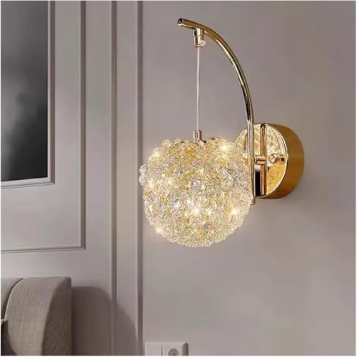 Stesulfr Moderne Wandlampen schicke modische Kristall Wandleuchte goldene den Innenbereich Kristall Schminktisch Wandbeleuchtung elegantes Wohnzimmer Schlafzimmer Badezimmer Flur Treppe Nachttischlamp von Stesulfr