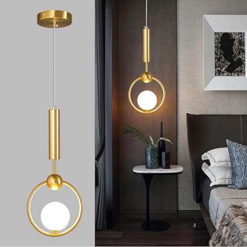 Stesulfr Moderne kugelförmige Pendelleuchte aus Glas Nachttisch schlichter goldener Kronleuchter Hängelampe aus der Mitte des Jahrhunderts mit einstellbarer Kücheninsel Esszimmer Schlafzimmer Eingangs von Stesulfr