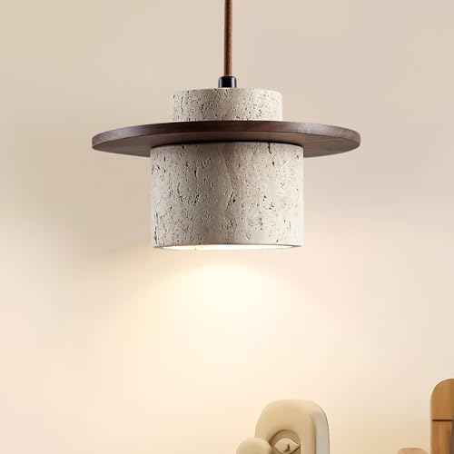 Stesulfr Pendelleuchte im japanischen Stil Wabi Sabi Pendellampe E27 nordischer Marmor Kronleuchter Schirm aus Naturstein einfache Hängeleuchte für Esszimmer Nachttisch Kücheninsel Flur(1PC) von Stesulfr