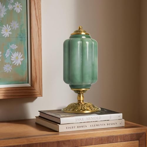 Stesulfr Tischlampe aus Milchglas modernes Bauernhaus Design mit Sockel in antikem Messing Finish grüne Schreibtischleuchte grünes Kürbis Design geripptes Glas Vintage Nachttischlampe Schlafzimmer Stesulfr Tischlampe aus Milchglas modernes Bauernhaus Design mit Sockel in antikem Messing Finish grüne Schreibtischleuchte grünes Kürbis Design geripptes Glas Vintage Nachttischlampe Schlafzimmer von Stesulfr