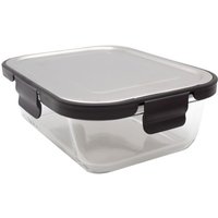 2 Stück Steuber Glas Frischhaltedose 370ml mit schwarzem Edelstahldeckel, luftdichter Silikon-Klickdeckel, backofengeeignet von Steuber