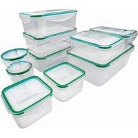 Steuber 10er Set Kunststoff Frischhaltedosen mit Deckel, grüne Silikondichtung, hitzebeständige Aufbewahrungsboxen rund, rechteckig, quadratisch von Steuber