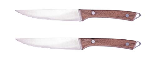Steuber 2er Set BBQ Steak Messer, Besteckset mit scharfen Edelstahlklingen, Gesamtlänge 23 cm, Breite 8,5 cm, edle Holzmaserung, braun Steuber 2er Set BBQ Steak Messer, Besteckset mit scharfen Edelstahlklingen, Gesamtlänge 23 cm, Breite 8,5 cm, edle Holzmaserung, braun von Steuber