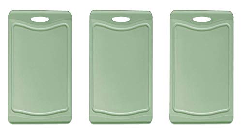 Steuber 3er Set Schneidebrettchen, Frühstücksbrettchen grün 25 x 14 cm mit Saftrinne, beidseitig verwendbar, messerschonend, Anti-Rutsch-Oberfläche von Steuber
