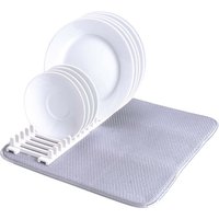 Steuber Abtropfmatte mit Gestell, grau, 40 x 45 cm, saugstarke Mikrofaser, 2 abnehmbare Abtropfgestelle, antirutsch, waschbar bei 40°C von Steuber