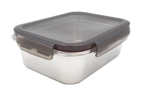 Steuber Edelstahl Frischhaltedose 2250 ml bordeaux, luftdichter Klickdeckel, backofengeeignet von Steuber