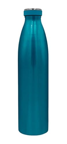 Steuber Edelstahl Thermo Trinkflasche 1000 ml doppelwandige Isolierflasche mit auslaufsicherem Deckel, Petrol von Steuber