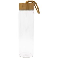 Steuber Glas Trinkflasche 630 ml, doppelwandige Glasflasche mit Bambusdeckel für Reisen, Freizeit & Job von Steuber