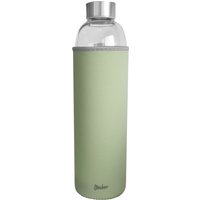 Steuber Glas-Trinkflasche mit Tasche 1000 ml, grün, mit Tragelasche, Borosilicatglas mit Schutzhülle/Edelstahldeckel, für Sport/Büro/Reisen von Steuber