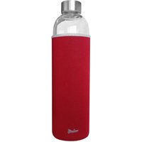 Steuber Glas-Trinkflasche mit Tasche 1000 ml, rot, mit Tragelasche, Borosilicatglas mit Schutzhülle/Edelstahldeckel, für Sport/Büro/Reisen von Steuber