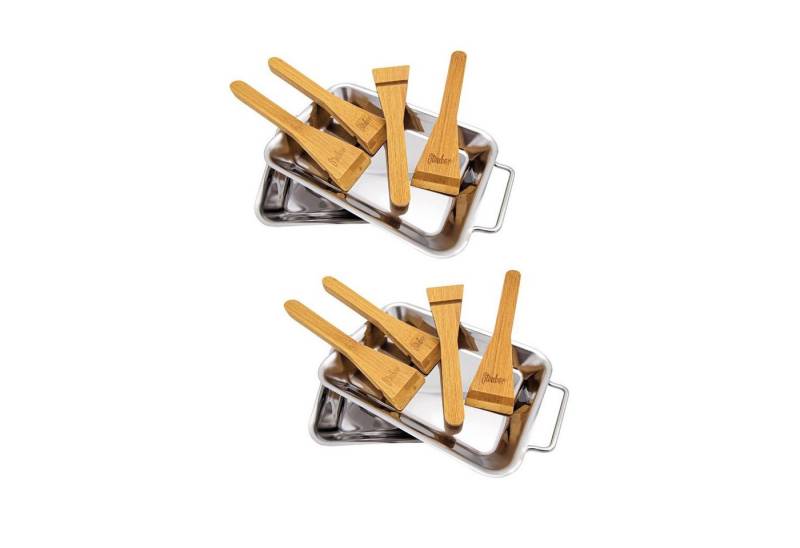 Steuber Grillschale Premium Line, Edelstahl, (Set, 4-St), 2 x 2er Set Edelstahl Grillpfännchen, Maße: 18 x 12.5 x 2 cm von Steuber