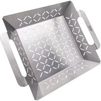 Steuber Premium Line Edelstahl Grillkorb groß 35 x 29,5 x 6,5 cm, Grill-Schale, Ersatz für Aluminium Schalen von Steuber