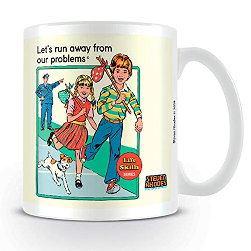 Steven Rhodes MG25681 Keramikbecher, 315 ml, Run Away from Problems, Keramik, hell von Steven Rhodes