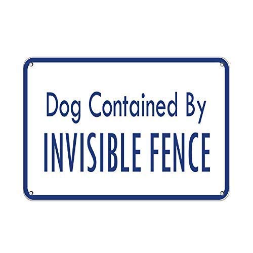 Metall-Blechschild "Dogs Contained by Invisible Fence", Haustierschild, Metall-Aluminiumschild für Wandkunst, 20,3 x 30,5 cm Metall-Blechschild "Dogs Contained by Invisible Fence", Haustierschild, Metall-Aluminiumschild für Wandkunst, 20,3 x 30,5 cm von Stevenca