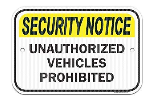 Stevenca Metall-Blechschild "Unauthorized Vehicles Prohibited Security Notice", 20,3 x 30,5 cm, dekoratives Aluminiumschild, Wandschild Stevenca Metall-Blechschild "Unauthorized Vehicles Prohibited Security Notice", 20,3 x 30,5 cm, dekoratives Aluminiumschild, Wandschild von Stevenca