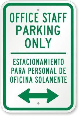 Stevenca Metall-Blechschild für Büropersonal, Parkplatz, Estacionamiento Para, Diamantqualität, Garage, Haus, Hof, Metallschild für Wandkunst, 20,3 x 30,5 cm Stevenca Metall-Blechschild für Büropersonal, Parkplatz, Estacionamiento Para, Diamantqualität, Garage, Haus, Hof, Metallschild für Wandkunst, 20,3 x 30,5 cm von Stevenca