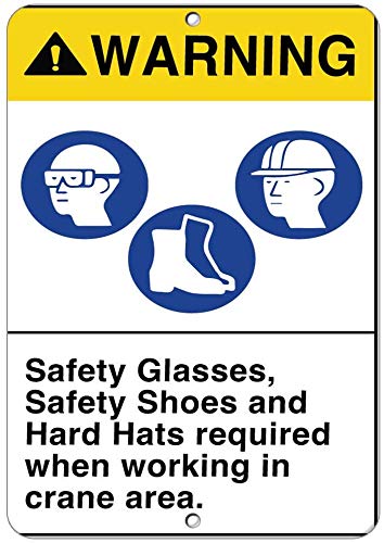 Stevenca Metall-Blechschild mit Aufschrift "Warning Required Gug Safety Glasses Safety Shoes Hard Hats", 20,3 x 30,5 cm, dekoratives Aluminiumschild für die Wand von Stevenca