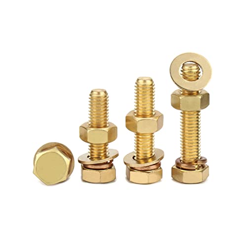 2-10 stücke M4 M5 M6 Kupferschraube Kupfermuttern Set Messing Außensechskant Schraube Schraube Flachauflage Federauflage Kombination von Stevenurr
