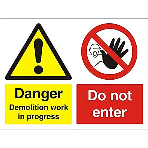 Seco Schild mit Aufschrift "Danger Demolition Work in Progress Do Not Enter", 600 mm x 450 mm, geriffelte Tafel von SECO