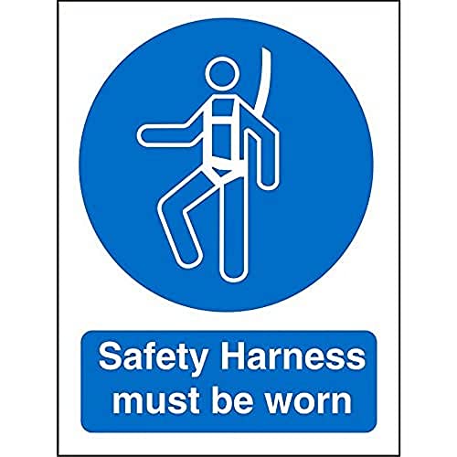 Seco Schild mit Aufschrift "Safety Harness Must Be Worn", 200 x 300 mm, selbstklebendes Vinyl von SECO