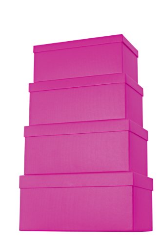 Stewo Geschenkboxen-Set Kartonage, 4-er Satz mit Rillenprägung, pink von Stewo