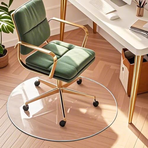 Drehstuhl Stuhlmatte Rund, PVC Bodenschutzmatte 3.0mm Bodenmatte Transparente Fußmatten Für Büro Arbeitszimmer-Diameter: Ø130cm von Steytemd