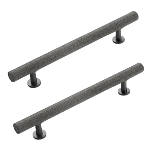 Steytemd 2 Stück Küchengriffe Grau, Leder + Zinklegierung | Lederumhüllung, T-Zuggriffe Modern Kleiderschrank Zieht Griffe-128mm/5in von Steytemd