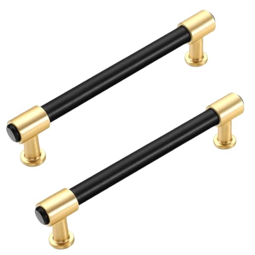 Steytemd 2 Stück Küchengriffe Schwarz+Gold, Massive Zinklegierung | Eloxierte Oberfläche, T-Zuggriffe Modern Kleiderschrank Zieht Griffe-96mm/3.8in Steytemd 2 Stück Küchengriffe Schwarz+Gold, Massive Zinklegierung | Eloxierte Oberfläche, T-Zuggriffe Modern Kleiderschrank Zieht Griffe-96mm/3.8in von Steytemd