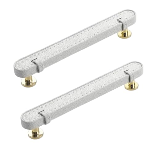 Steytemd 2 Stück Küchengriffe Weiß, Leder + Zinklegierung | Lederumhüllung, Schrankgriffe Modern Kleiderschrank Zieht Griffe-128mm/5in von Steytemd
