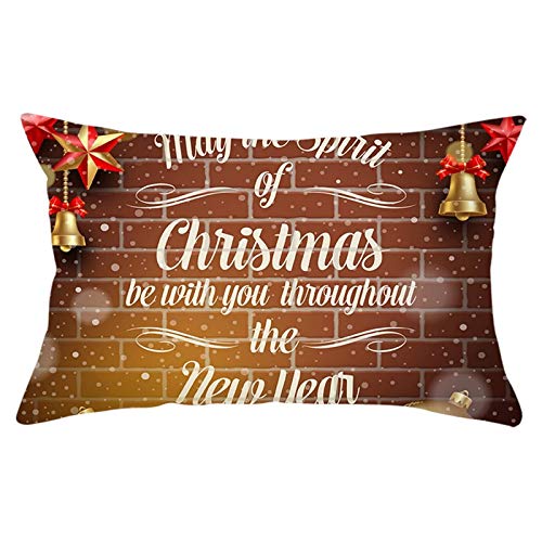 Cushion Cover Sofa, 30x50CM Kissenbezug Braun Weihnachtsglocken Sterne Englisch Kissenhülle Polyester 1er Weihnachtsdeko von Stfery