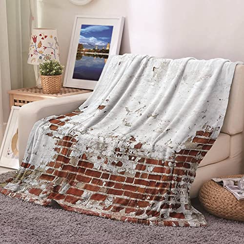 Fleecedecke Warm, Kuscheldecke 150x200 Flanell Ziegelrot Rote Backsteinmauern Muster Flanelldecke Blanket Wohndecke Sofa Bett Geschenk von Stfery