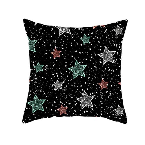 Kissenbezüge Muster, 1 Kissenbezug 40x40 Schwarz Grün Weihnachten Sterne Sternenhimmel Kissenhülle Polyester Cushion Cover von Stfery