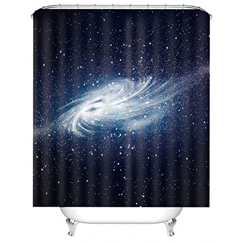 Shower Curtains Polyester, Duschvorhang Antischimmel Polyester 180x180 Dunkelblau Galaxy Sternenhimmel Bad Vorhang Badezimmer Deko von Stfery