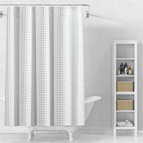Stfery Duschvorhang Waffelmuster - Badevorhang 220x200 Wasserdicht Schimmelresistent von Stfery