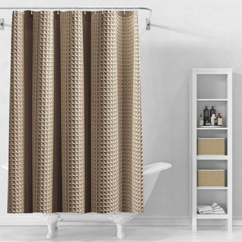 Stfery Duschvorhang Waffelmuster Duschvorhänge 220X200 Bathroom Curtains Waterproof Duschvorhang Antischimmel von Stfery