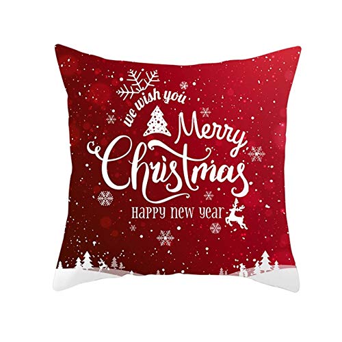 Stfery Kissenbezüge Naturtöne, Rote Kissenbezüge 40x40 Weiß Kissenbezug Schneeflocke-Weihnachtsbaum Polyester Cushion Cover 1er von Stfery