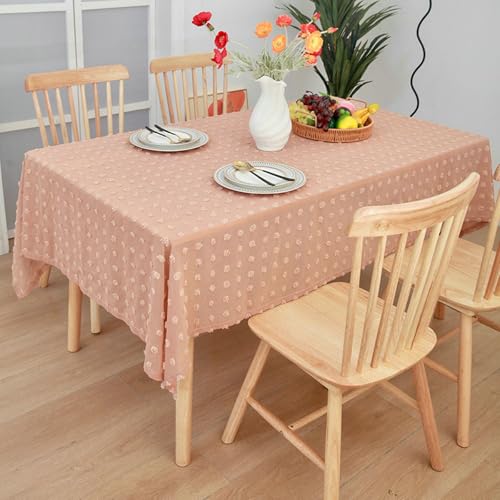 Stfery Tischdecken 140x100 Rosa Tischwäsche Bügelfrei Polyester Einfarbig Mit Fellknäueln Tischdecken Fleckenabweisend Dauerhaft für Esszimmer von Stfery