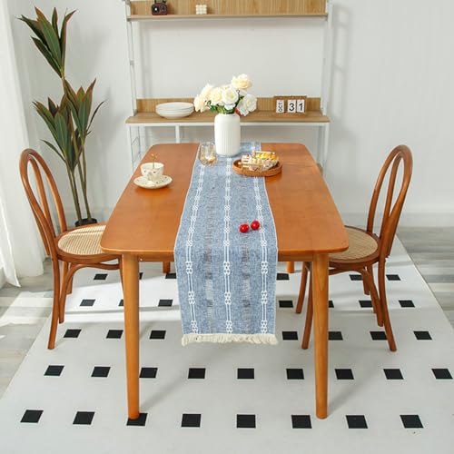 Stfery Tischläufer Abwaschbar 35x90, Polyester Tischläufer Abwaschbar Blau Modern, Streifen Tischläufer für Küche Esstisch Dekoration Drinnen Urlaub Party Dekor von Stfery