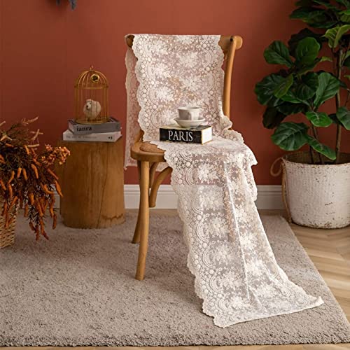 Stfery Tischläufer Blume, Tischläufer Beige 40x140 Spitzenstickerei Polyester Table Runner Tischdeko Wohnzimmer Küche Geburtstage Hochzeiten von Stfery