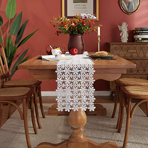 Stfery Tischläufer Modern Weiß, Tischläufer Geburtstag 28x180CM Milchseide Größe Blume Polyester Table Runner Tischdeko Wohnzimmer Küche von Stfery