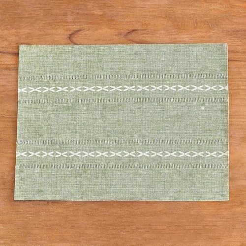 Stfery Tischset 4 Stück, Tischset Rechteckig Stoff Baumwolle Leinen Grün Platzdeckchen Abwaschbar 30x50cm von Stfery
