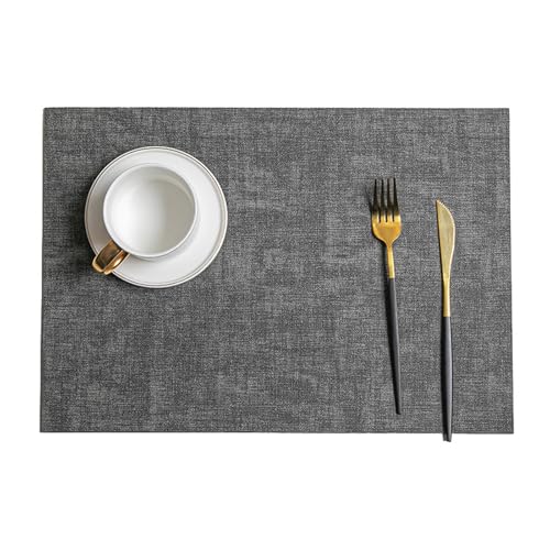 Stfery Tischsets 2er, Tischset Rechteckig Leder Grau Schwarz Platzdeckchen Abwaschbar 30x43cm Stfery Tischsets 2er, Tischset Rechteckig Leder Grau Schwarz Platzdeckchen Abwaschbar 30x43cm von Stfery