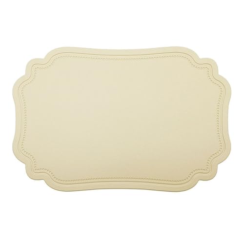 Stfery Tischsets 2er Set, Platzset Rechteckig Edel PVC Leder Beige Gelb Tischsets Platzsets Abwaschbar 30x45cm von Stfery