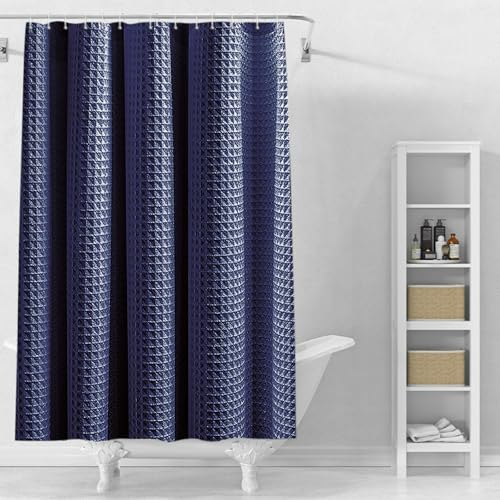 Stfery Waffel Duschvorhang Blau Badevorhang 100X180 Duschvorhang Textil Waschbar Anti Schimmel von Stfery