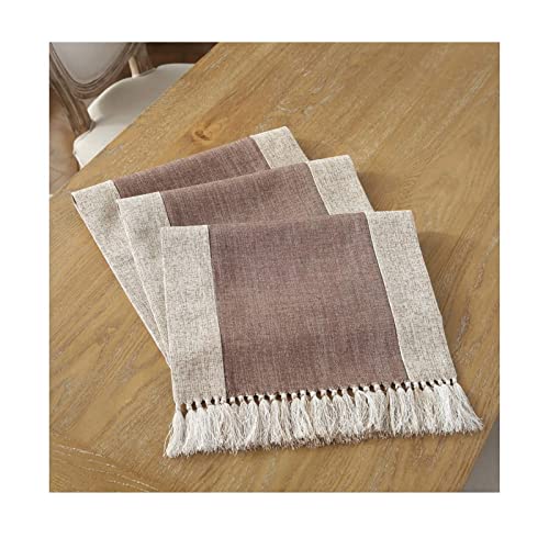 Tischläufer Braun 180, Table Runner Living Room 38CM Spleißen mit Quaste Bettwäsche Baumwolle Tischdeko Wohnzimmer Küche Hochzeiten von Stfery